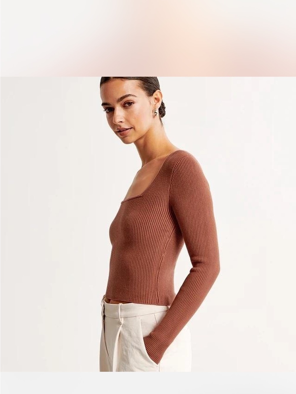 A&F Brown Ribbed Knit Longsleeve